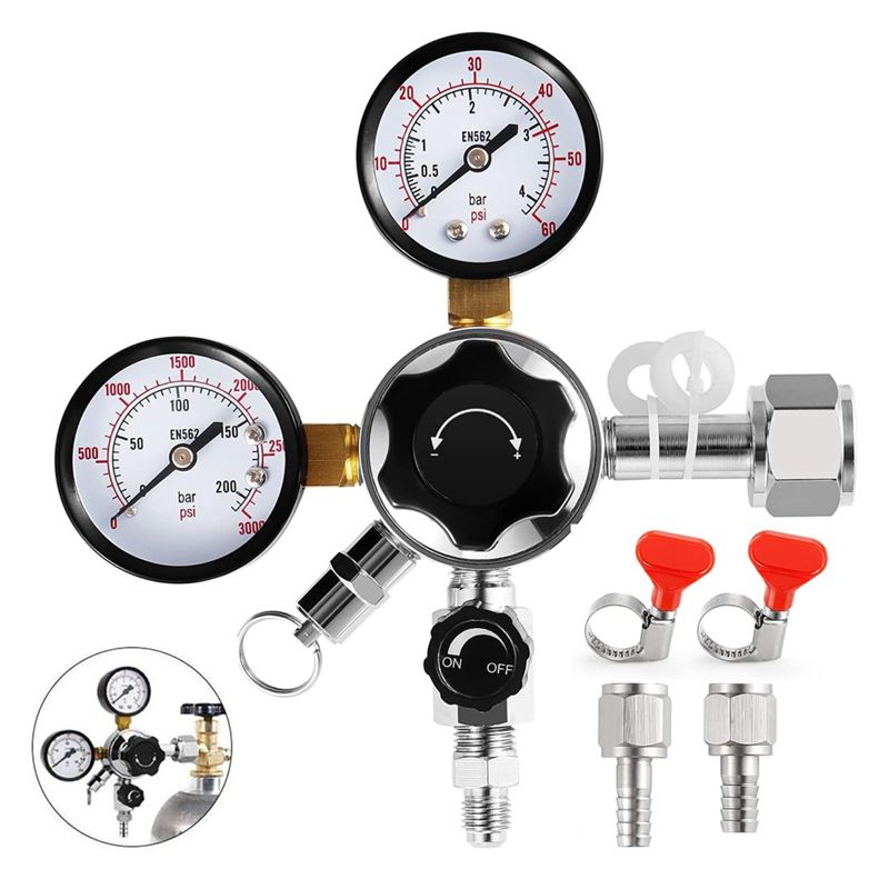 Co2 Regulator Dual Stage - Regolatore per fusti A02M-CGA-320, regolatore di